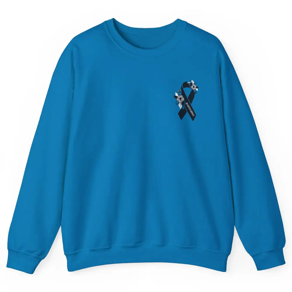 Narcolepsy Awareness Floral Black Ribbon Narcolepsy Support Unisex Crewneck Sweatshirt