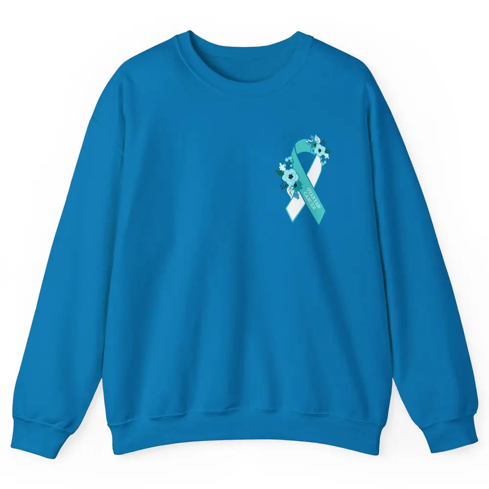 Ovarian Cancer Awareness Support Turquoise Ribbon Pocket Sz Unisex Crewneck Sweatshirt