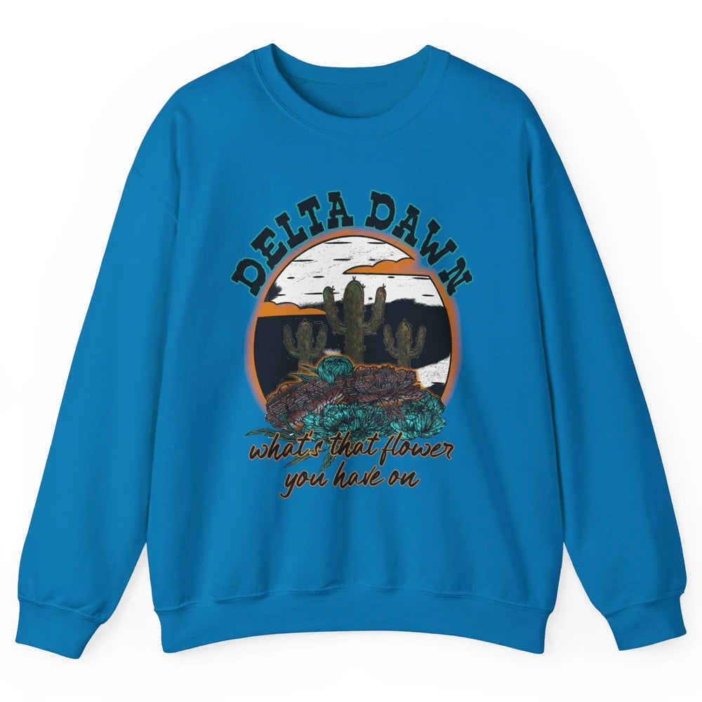 Retro Desert Night Delta Dawn What's That Flower Western Unisex Crewneck Sweatshirt