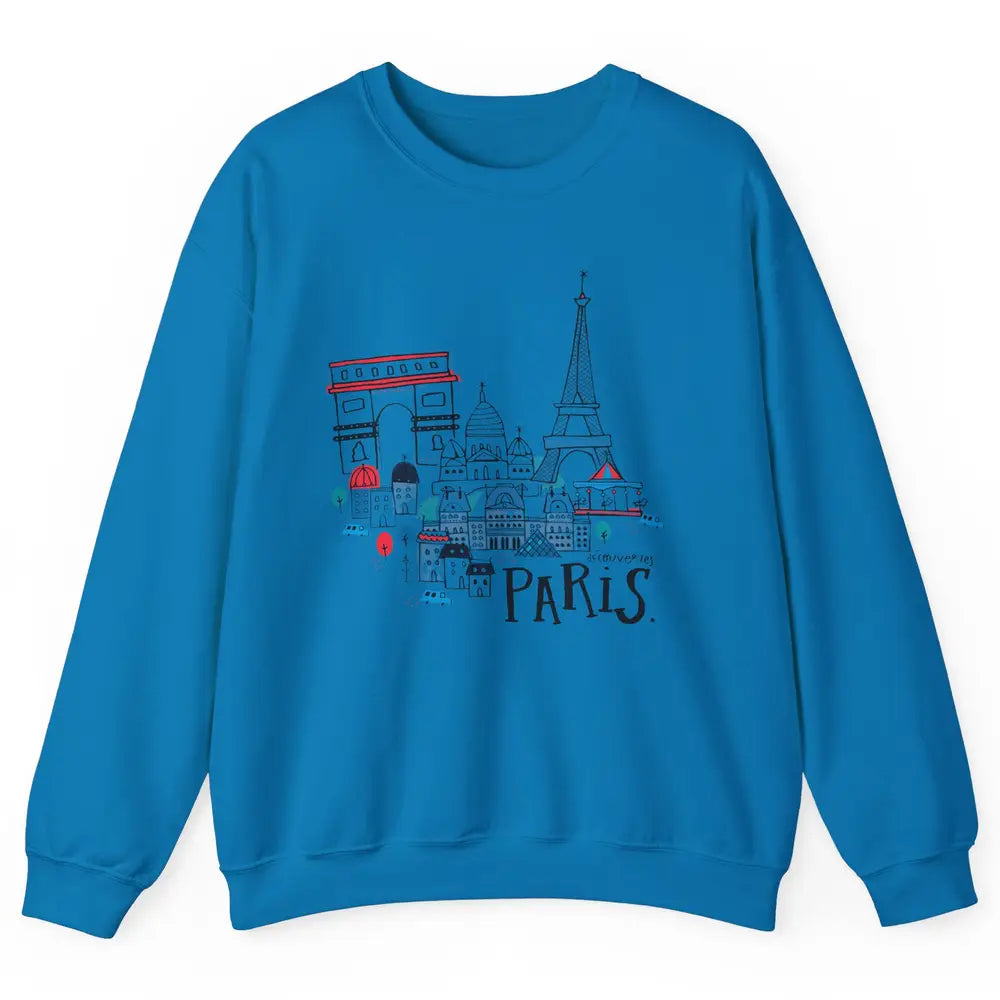Paris Eiffel Tower Travel France Gift Paris Skyline Unisex Crewneck Sweatshirt
