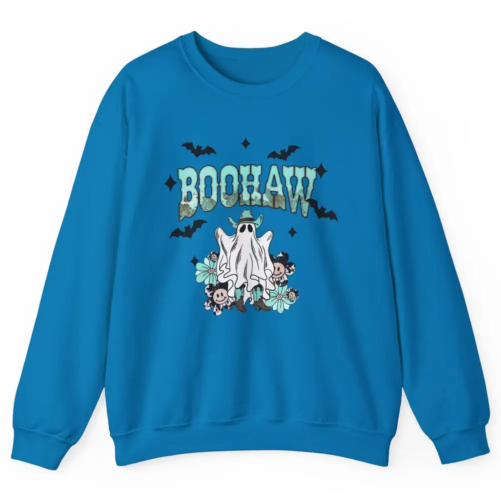 Retro Cowboy Ghost Boohaw Boot Scooting Western Halloween Unisex Crewneck Sweatshirt