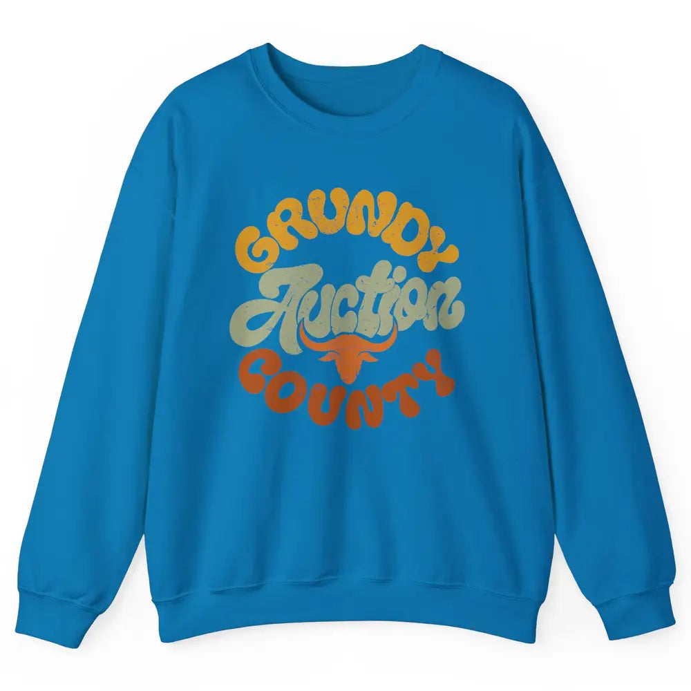 Retro Cow Cattle Grundy County Auction Western Country Farm Unisex Crewneck Sweatshirt