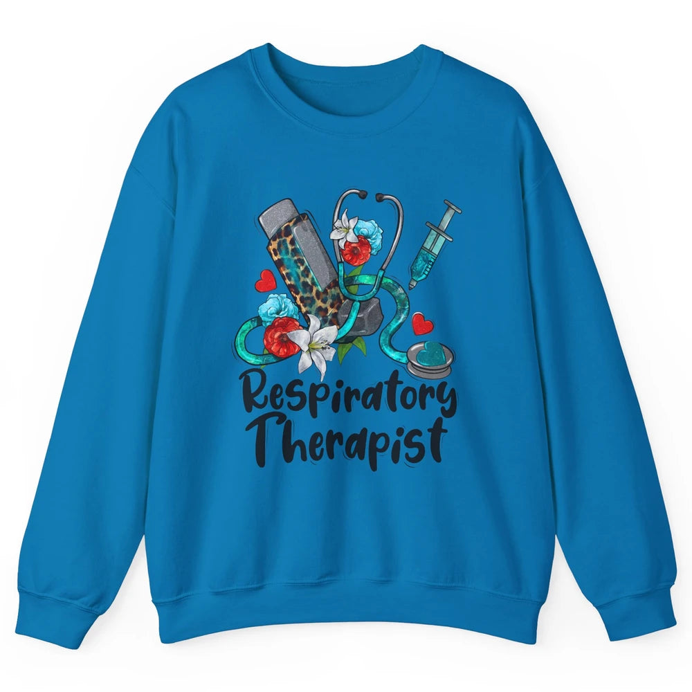 Respiratory Therapist Leopard Stethoscope Western Country RT Unisex Crewneck Sweatshirt