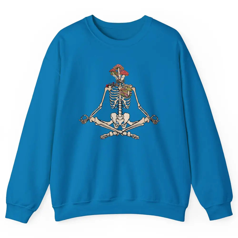 Vintage Skeleton Rib Mushroom Yoga Plants Lover Gardening Unisex Crewneck Sweatshirt