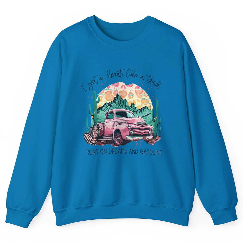 Retro Desert Truck Got A Heart Like A Truck Western Country Unisex Crewneck Sweatshirt
