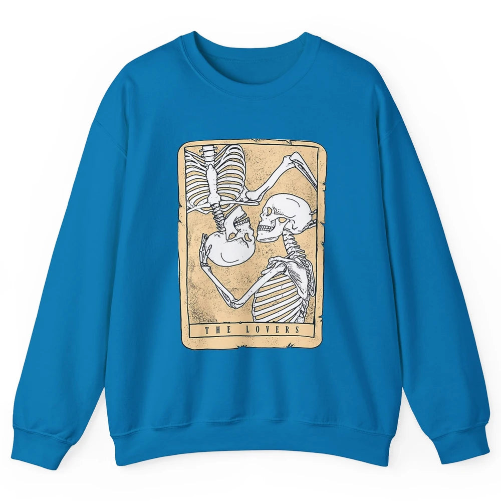Tarot Card The Lovers Skeleton Couple Funny Skull Vintage Astrology Gothic Happy Valentine's Day Unisex Crewneck Sweatshirt