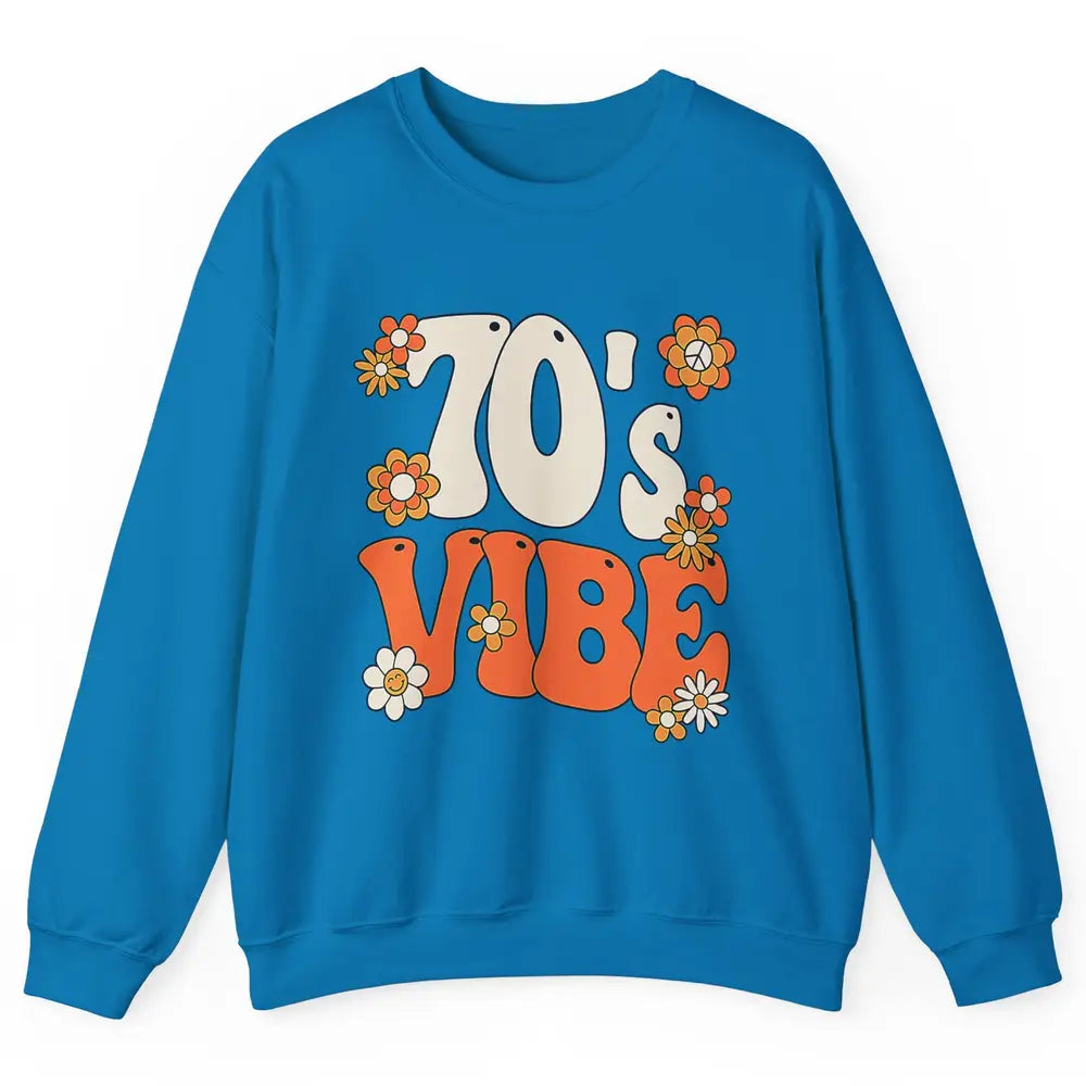 Retro 70s Vibe Groovy Smile Daisy Hippie Positive 1970 Party Unisex Crewneck Sweatshirt