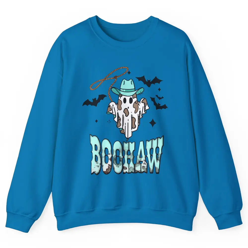 Retro Halloween Boohaw Cowboy Ghost Spooky Western Halloween Unisex Crewneck Sweatshirt