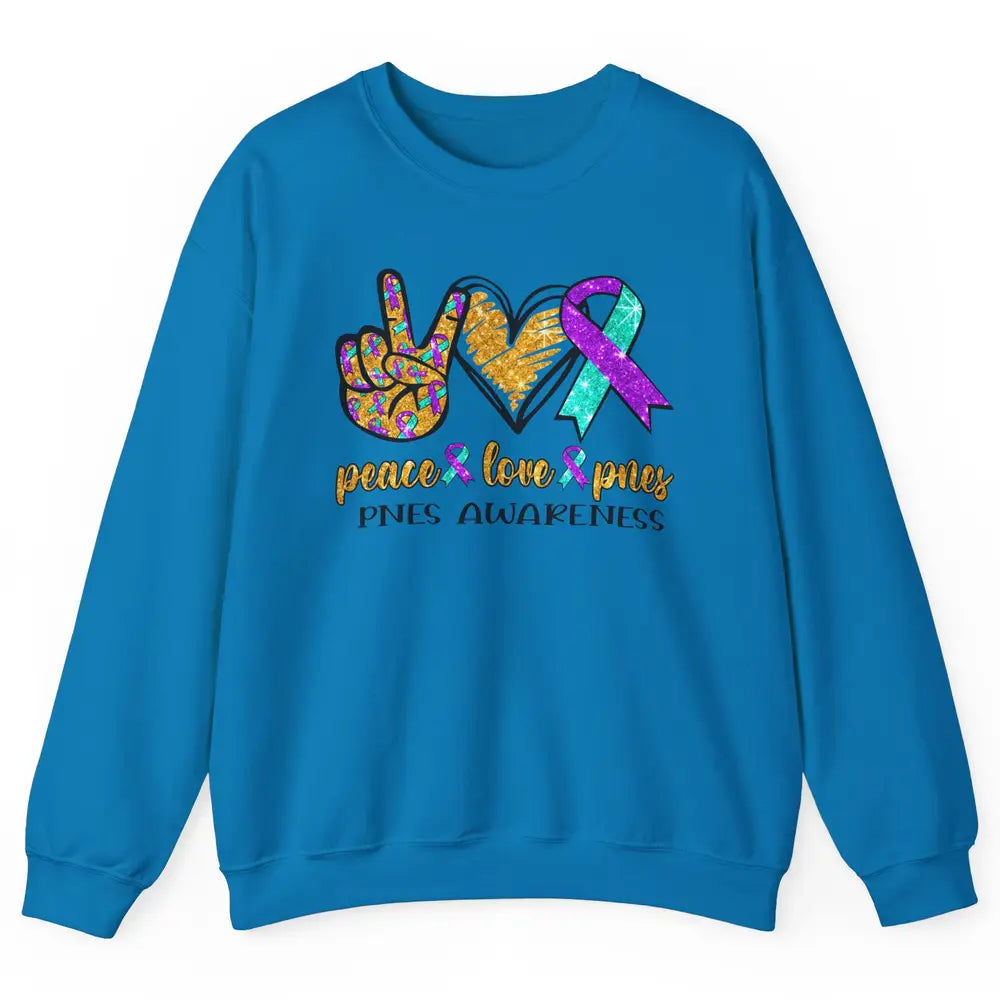 Psychogenic Non-epileptic Seizures Peace Love PNES Ribbon Unisex Crewneck Sweatshirt