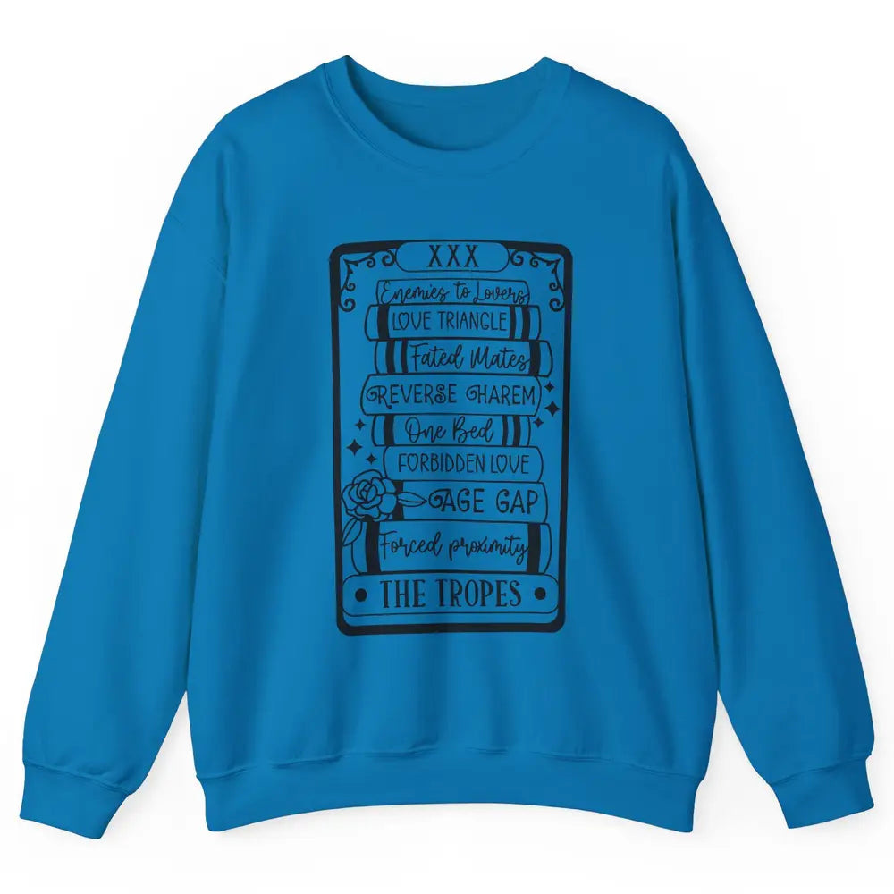 Retro Book Tropes The Tropes Tarot Card Halloween Readers Unisex Crewneck Sweatshirt