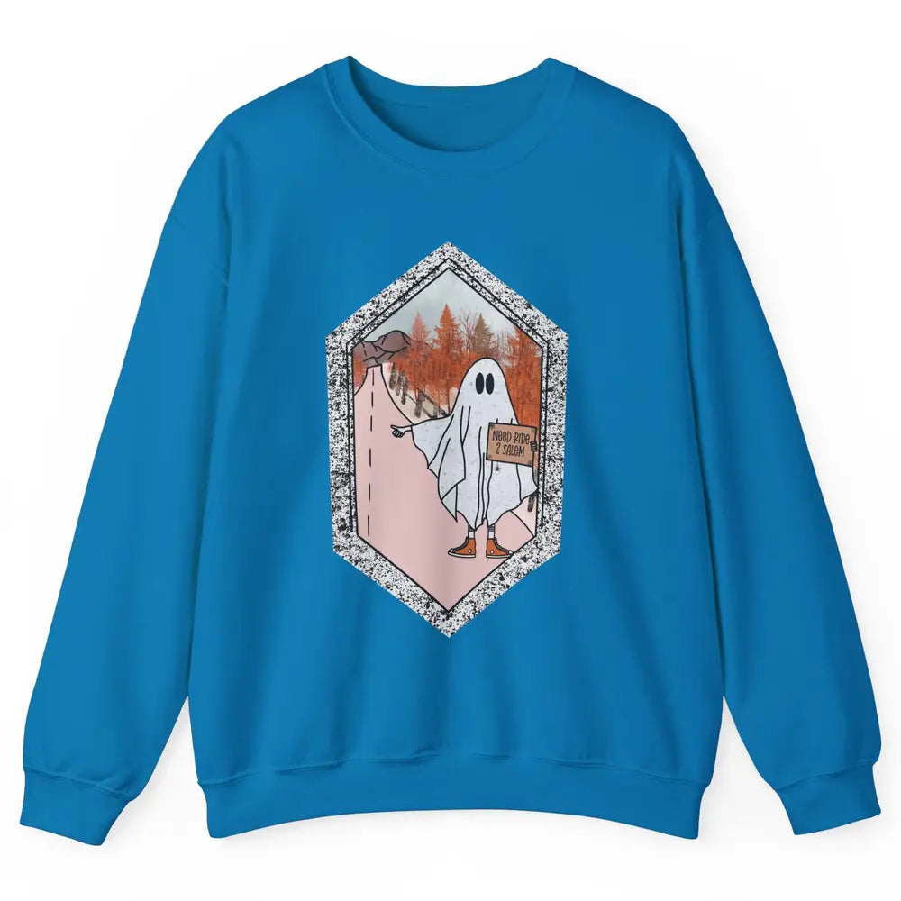 Funny Ghost Need Ride To Salem Witch Halloween Costume Unisex Crewneck Sweatshirt