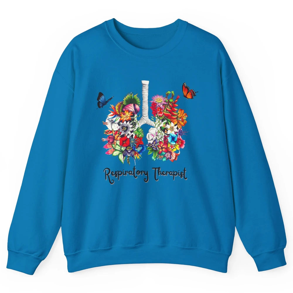 Respiratory Therapy Floral Lung Respiratory Therapist Gift Unisex Crewneck Sweatshirt