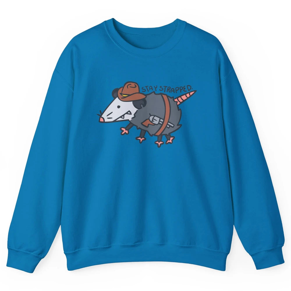 Retro Cowboy Opossum Stay Trapped Western Country Opossum Unisex Crewneck Sweatshirt