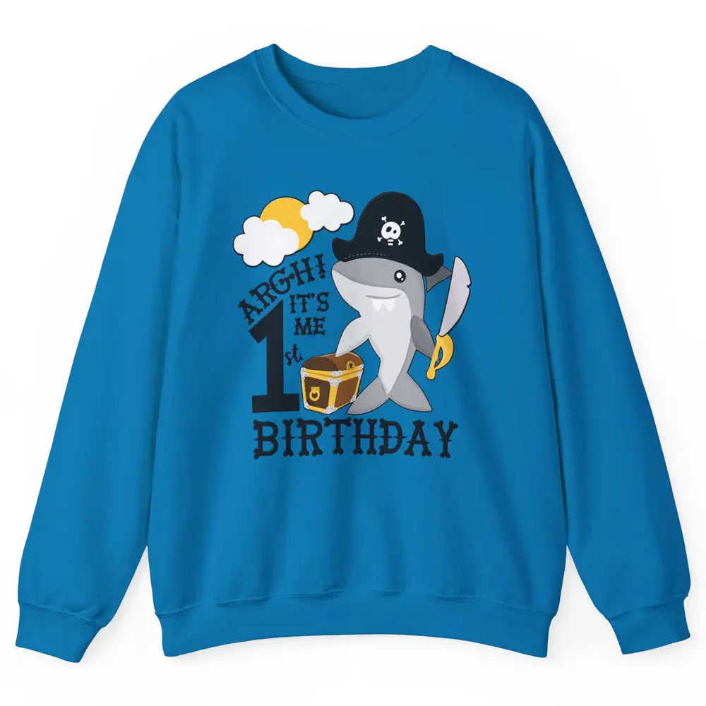 Pirate Shark 1st Birthday Party 1st Birthday Boy Girl Gift Unisex Crewneck Sweatshirt