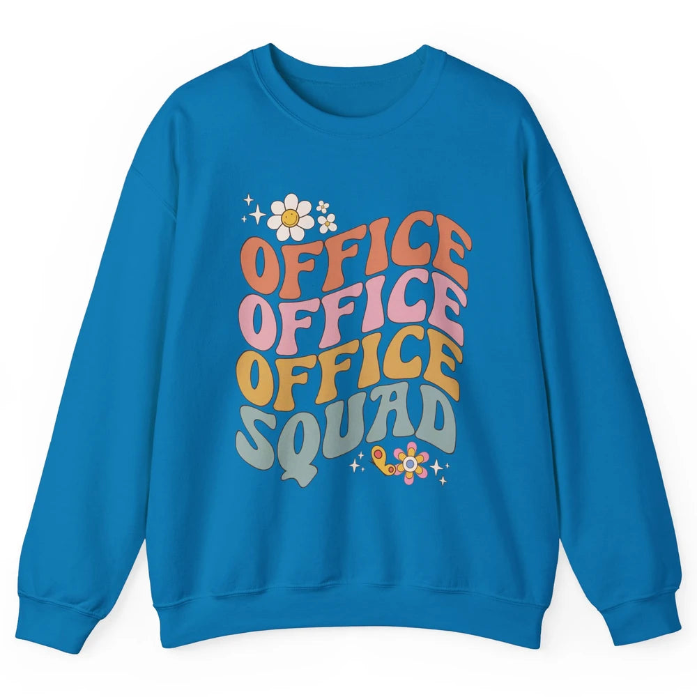 Retro Office Squad Hippie Groovy Office Staff Positive Mind Unisex Crewneck Sweatshirt