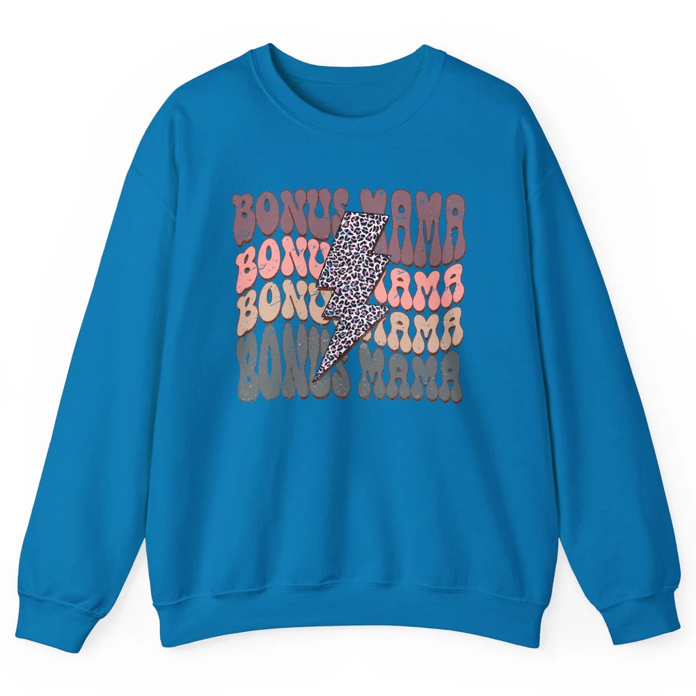 Retro Bonus Mama Leopard Lightning Bolt Western Stepmother Unisex Crewneck Sweatshirt