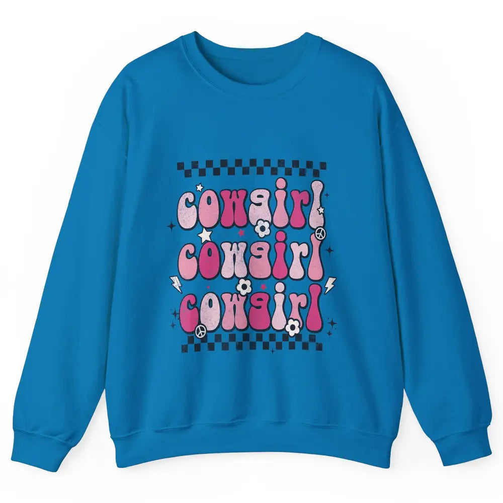 Retro Cowgirl Boho Rodeo Howdy Cowboy Texas Western Country Unisex Crewneck Sweatshirt