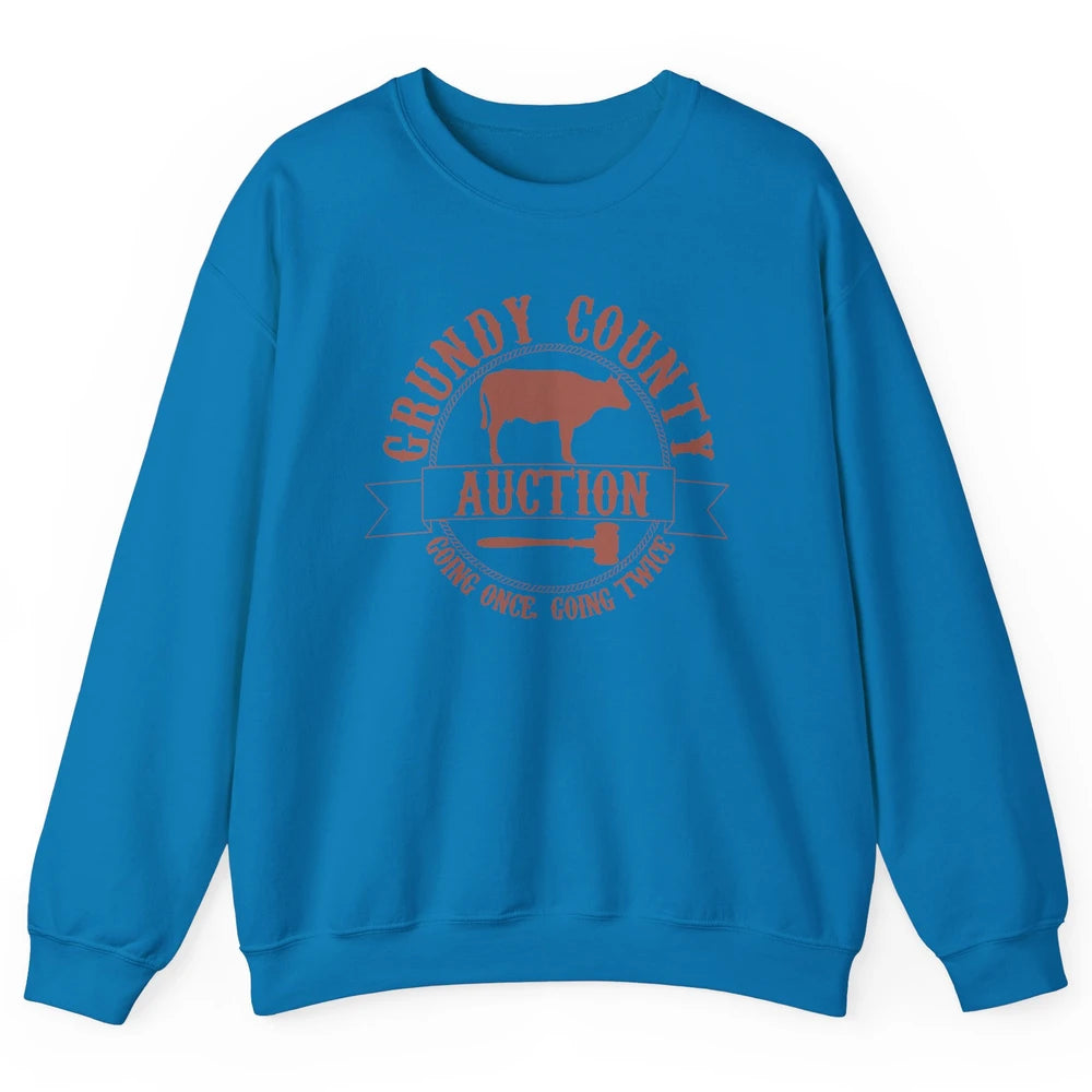 Retro Cow Cattle Grundy County Auction Western Country Farm Unisex Crewneck Sweatshirt