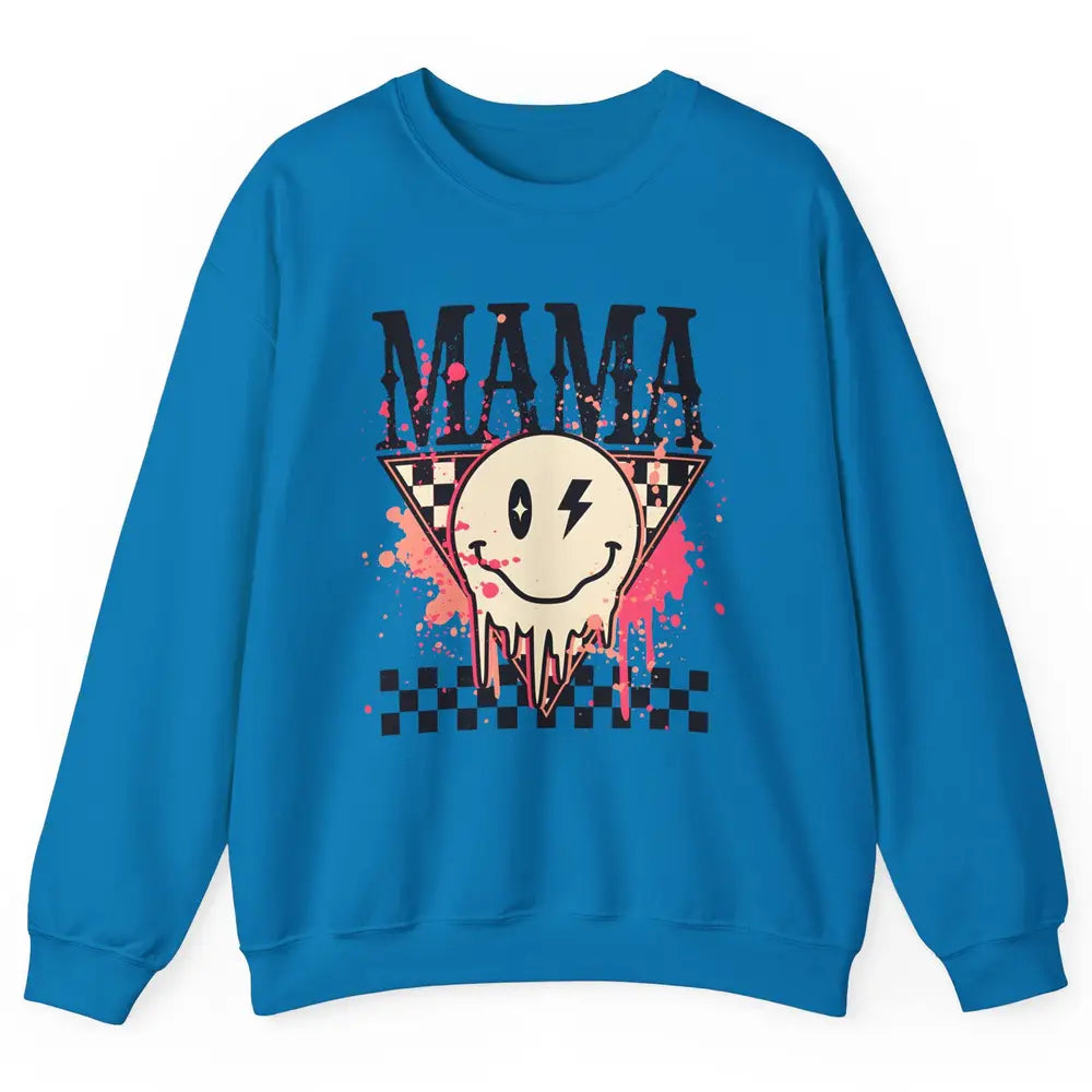 Retro Mama Lightning Bolt Smiling Face Western Mothers Day Unisex Crewneck Sweatshirt