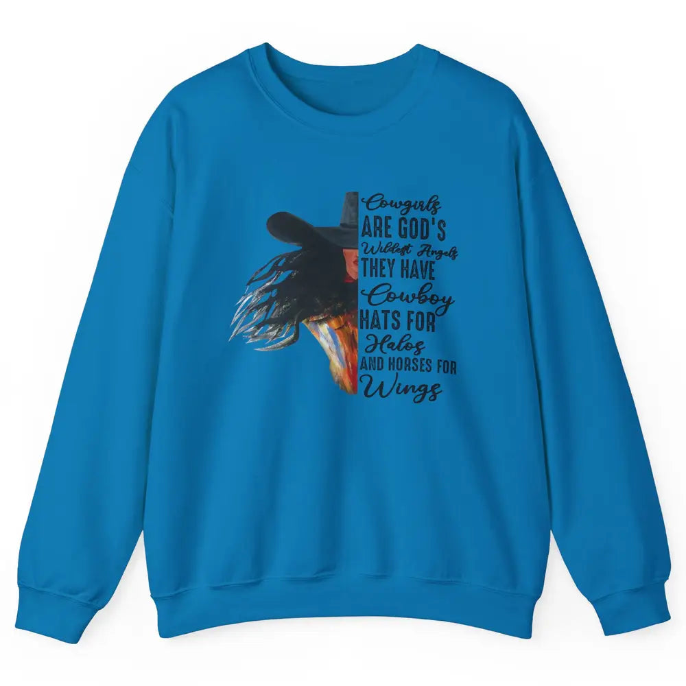 Retro Cowgirls Are God's Wildest Angel Western Country Rodeo Unisex Crewneck Sweatshirt