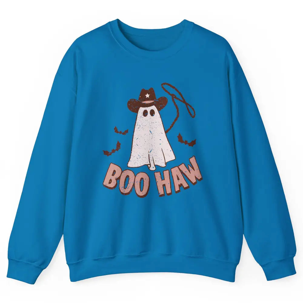 Retro Cowboo Boo Haw Ghost Fall Spooky Season Western Cowboy Unisex Crewneck Sweatshirt