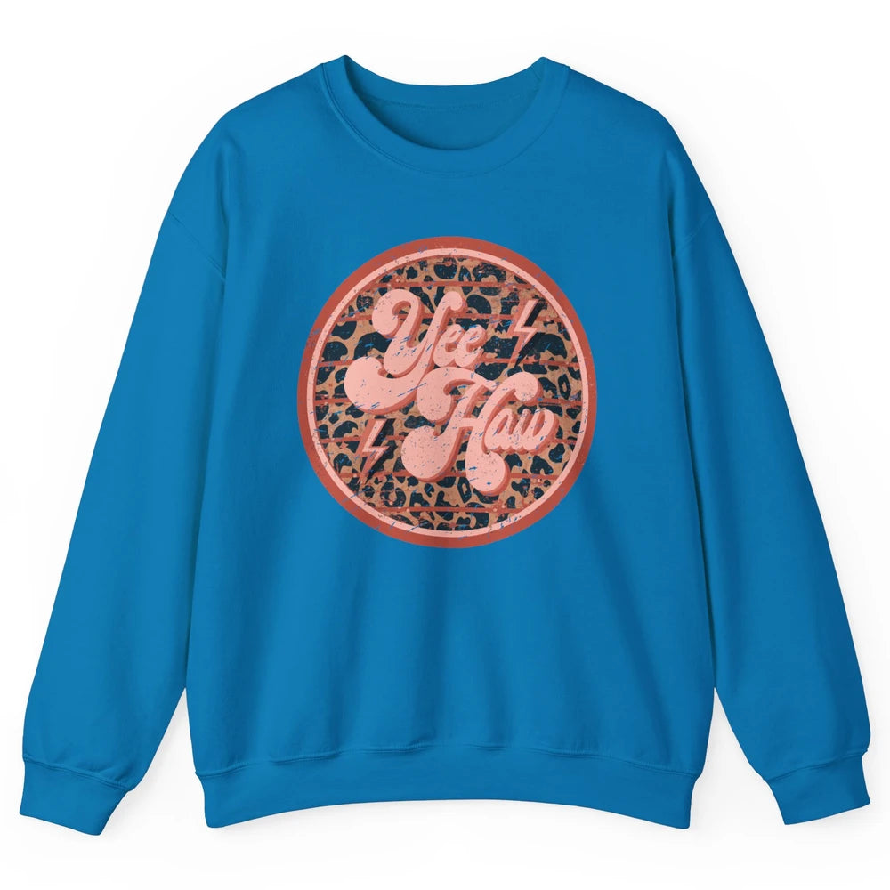 Retro Cowboy Yeehaw Leopard Western Country Cowgirls Horse Unisex Crewneck Sweatshirt