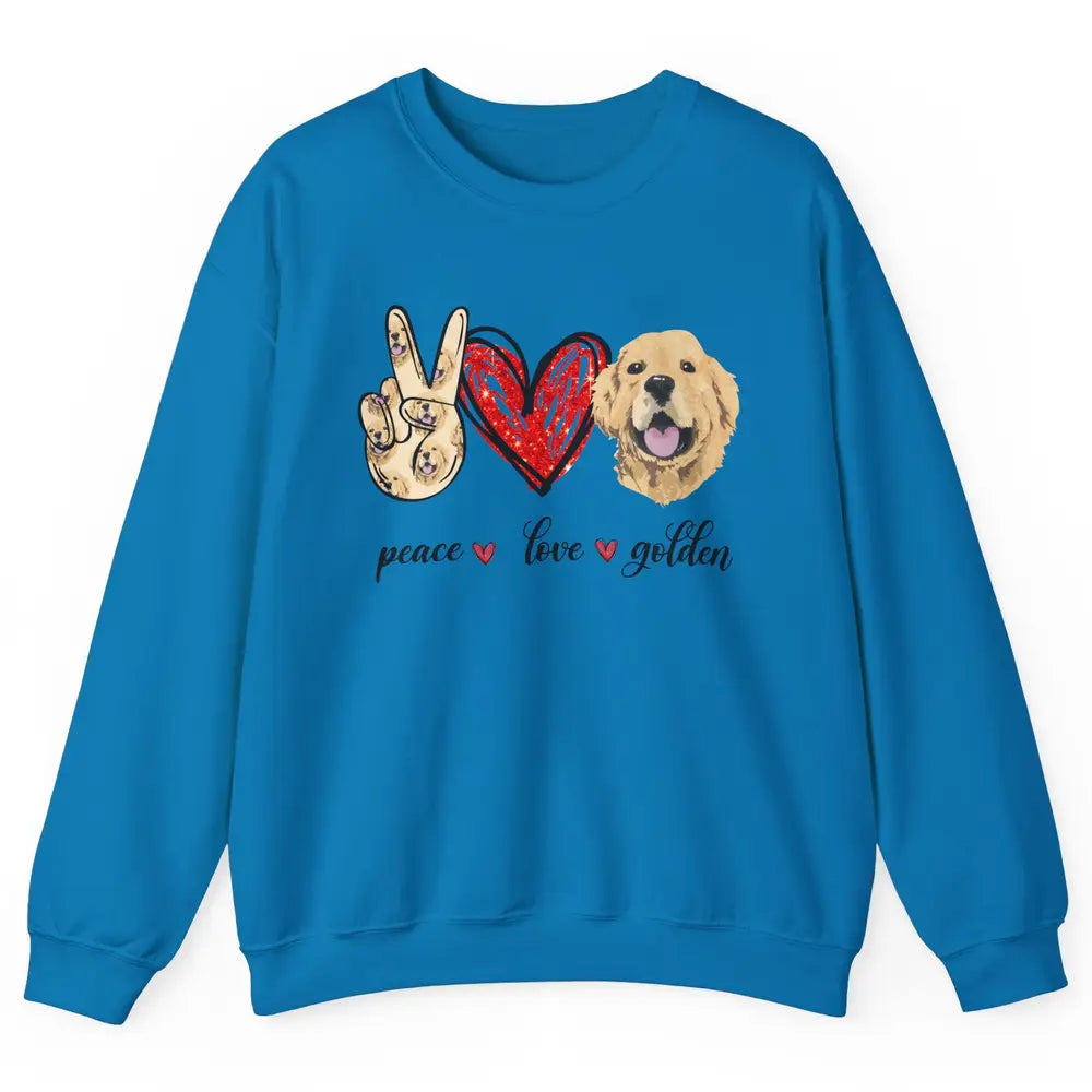 Peace Love Golden Dog Lover Golden Retriever Dad Mom Gift Unisex Crewneck Sweatshirt