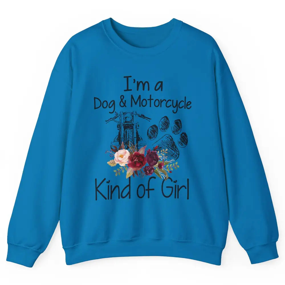 Retro Floral Motorbike I'm Dog Motorcycle Kinda Girl Dog Mom Unisex Crewneck Sweatshirt