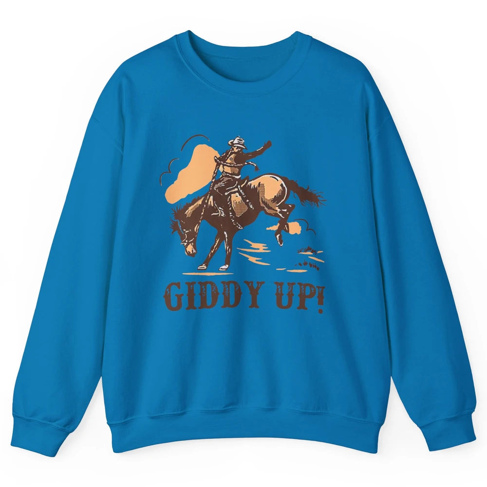 Retro Cowboy Rodeo Giddy Up Hold Your Horses Western Country Unisex Crewneck Sweatshirt
