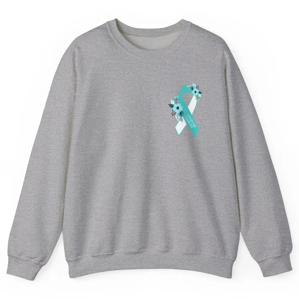 Ovarian Cancer Awareness Support Turquoise Ribbon Pocket Sz Unisex Crewneck Sweatshirt