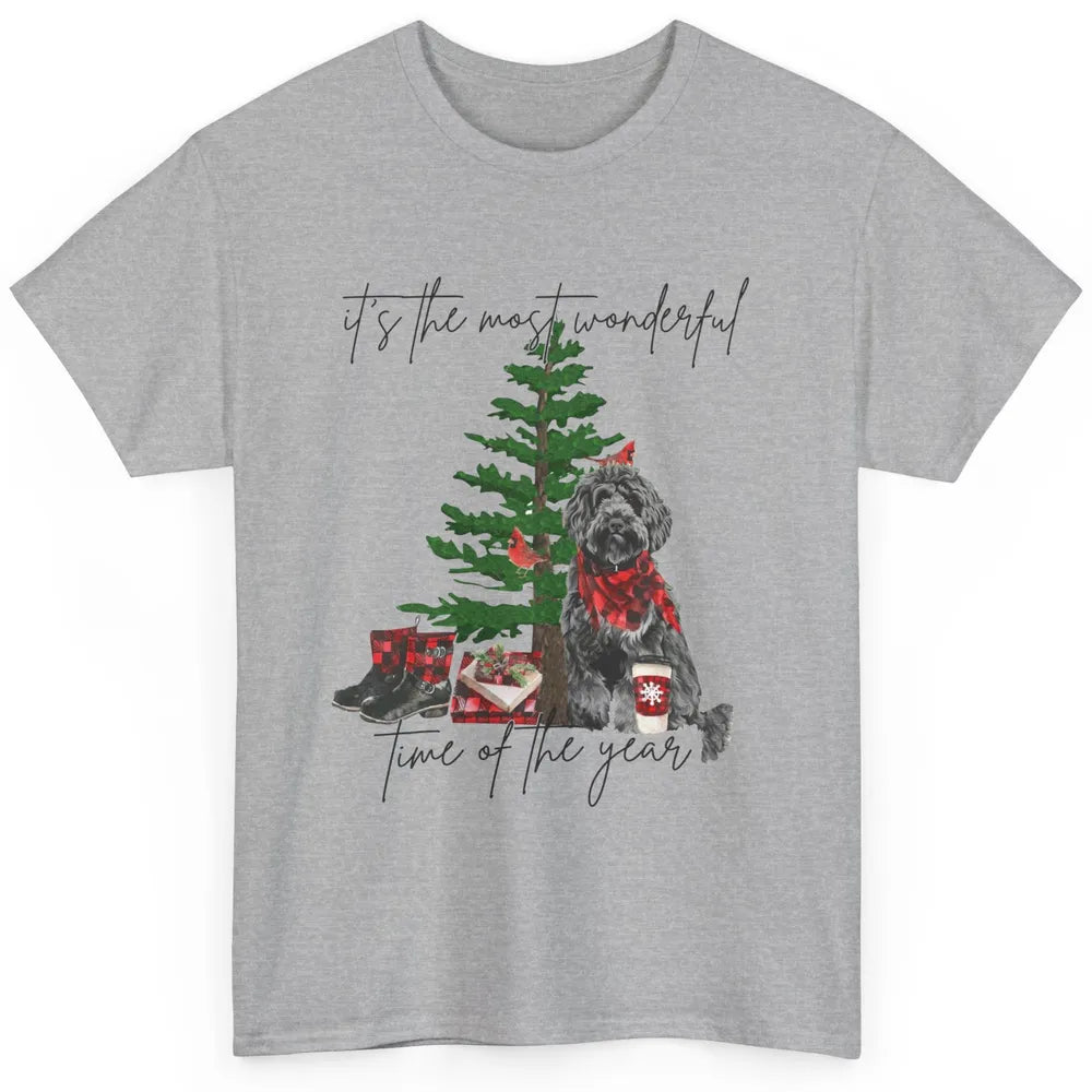 Black Golden Labradoodle Christmas Tree Most Wonderful Time Classic Unisex T-Shirt
