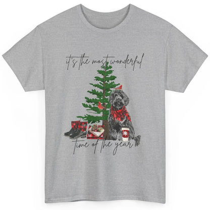 Black Golden Labradoodle Christmas Tree Most Wonderful Time Classic Unisex T-Shirt
