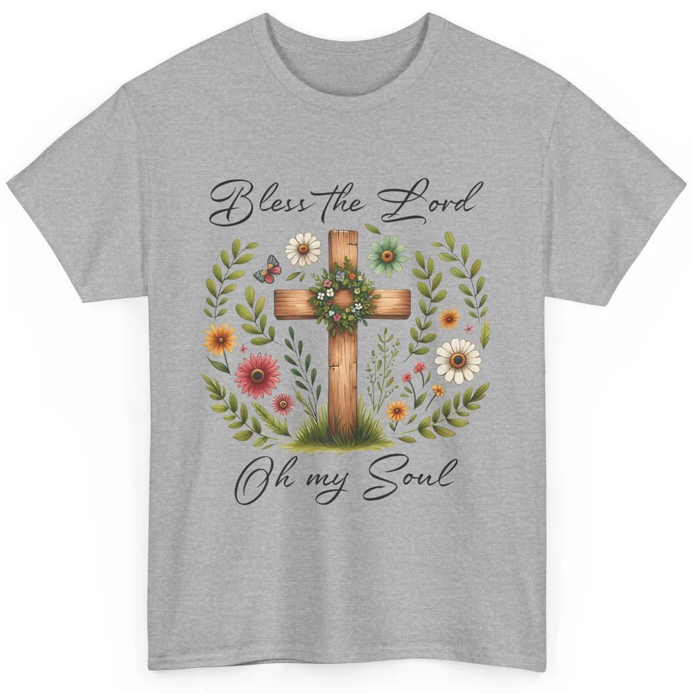 Bible Verse Bless The Lord Oh My Soul Christian Cross Retro Jesus Christ Church Classic Unisex T-Shirt