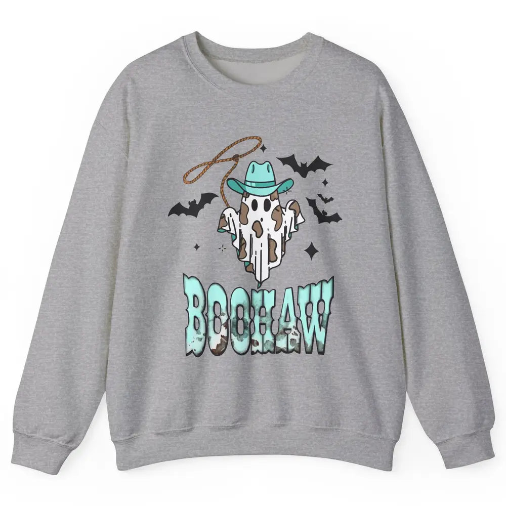 Retro Halloween Boohaw Cowboy Ghost Spooky Western Halloween Unisex Crewneck Sweatshirt