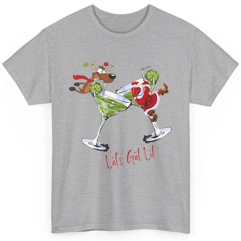 Party Santa & Reindeer Cocktail Glasses Let's Get Lit Xmas Classic Unisex T-Shirt
