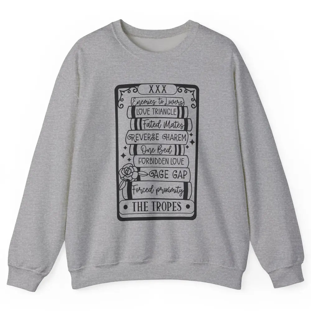 Retro Book Tropes The Tropes Tarot Card Halloween Readers Unisex Crewneck Sweatshirt
