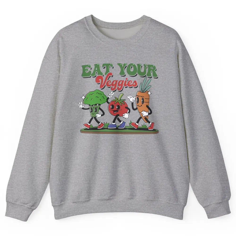 Retro Farm Fruit Eat Your Veggies Gardening Vegan Farmer Unisex Crewneck Sweatshirt
