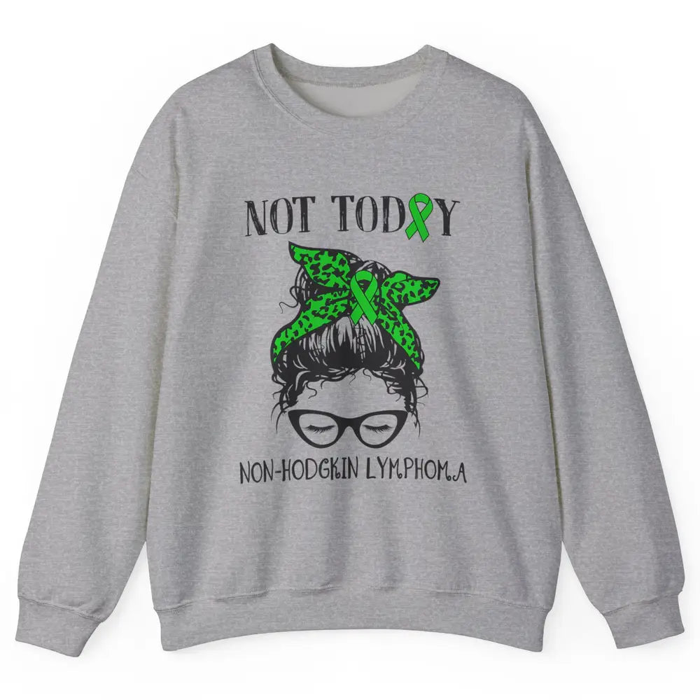 Non-Hodgkin Lymphoma Cancer Warrior Messy Hair Leopard Green Unisex Crewneck Sweatshirt