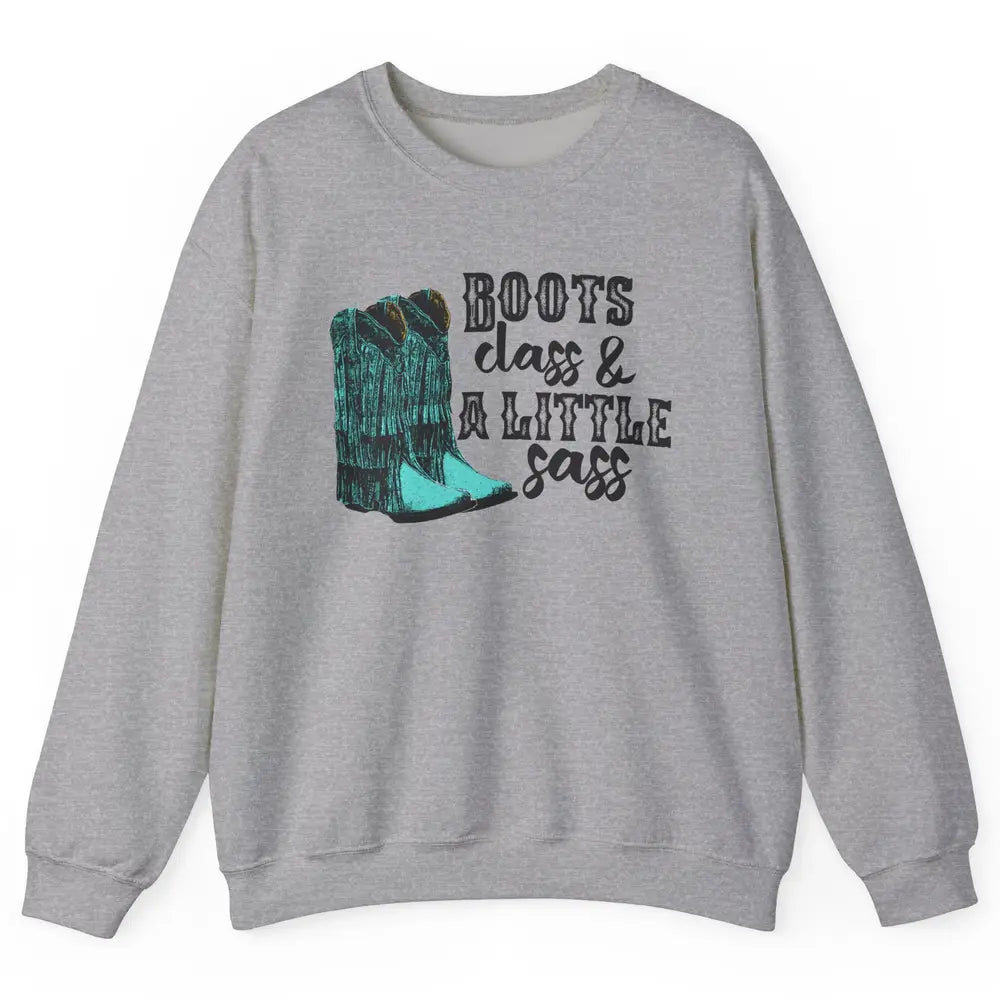 Retro Cowgirl Boots Class Little Sass Cowboy Western Country Unisex Crewneck Sweatshirt
