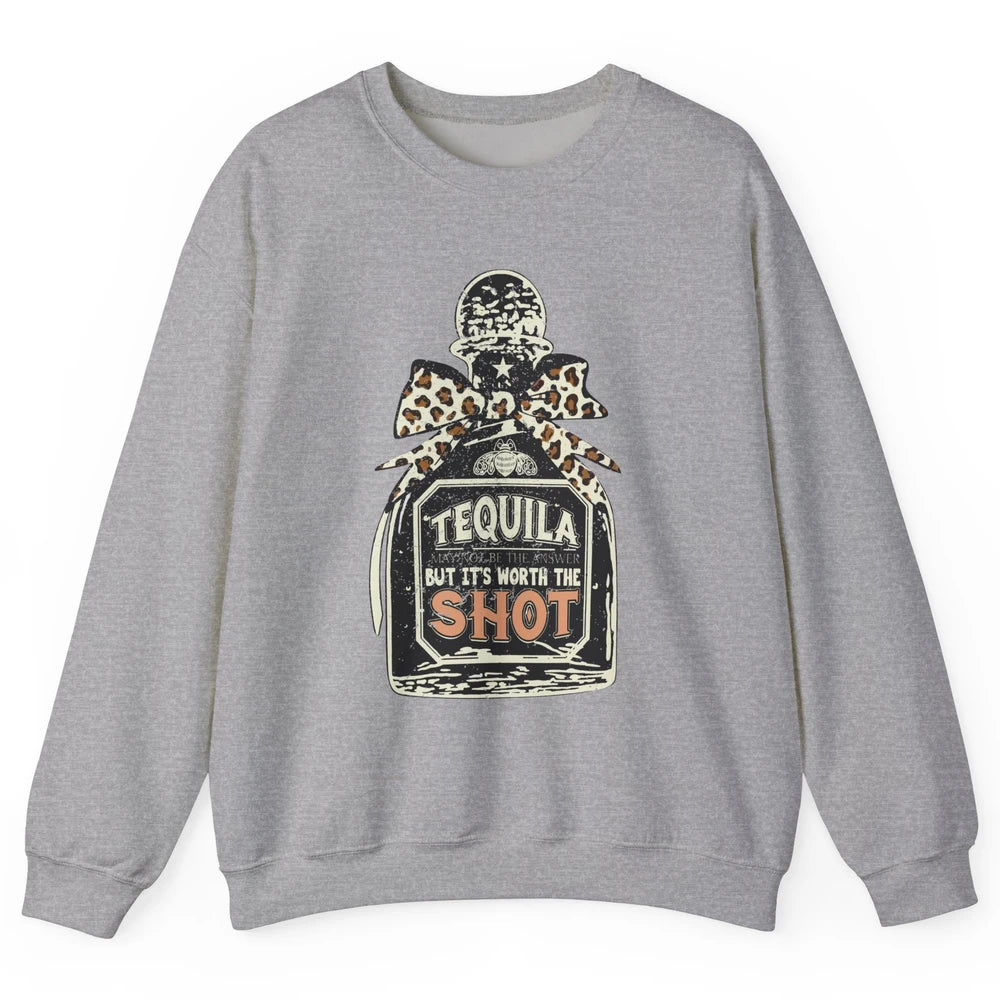 Retro Leopard Tequila May Not Be The Answer Western Country Unisex Crewneck Sweatshirt