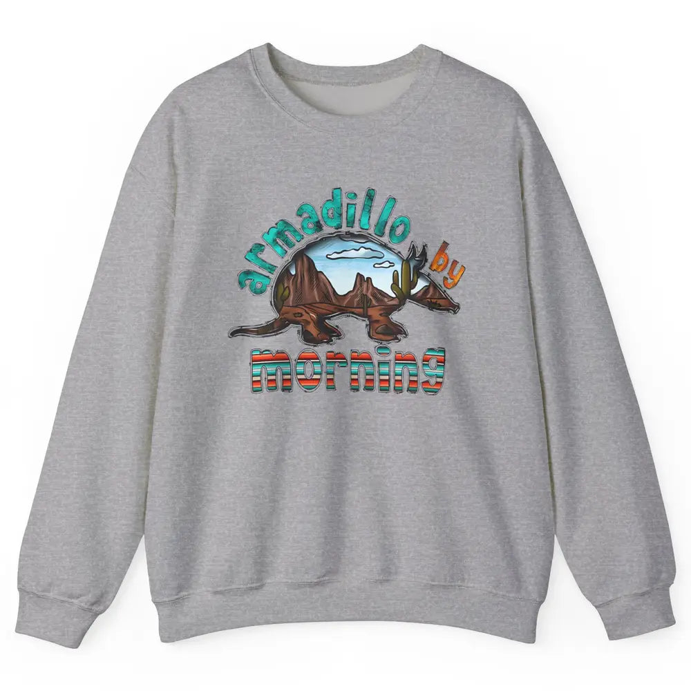 Retro Desert Sunset Armadillo By Morning Western Country Unisex Crewneck Sweatshirt