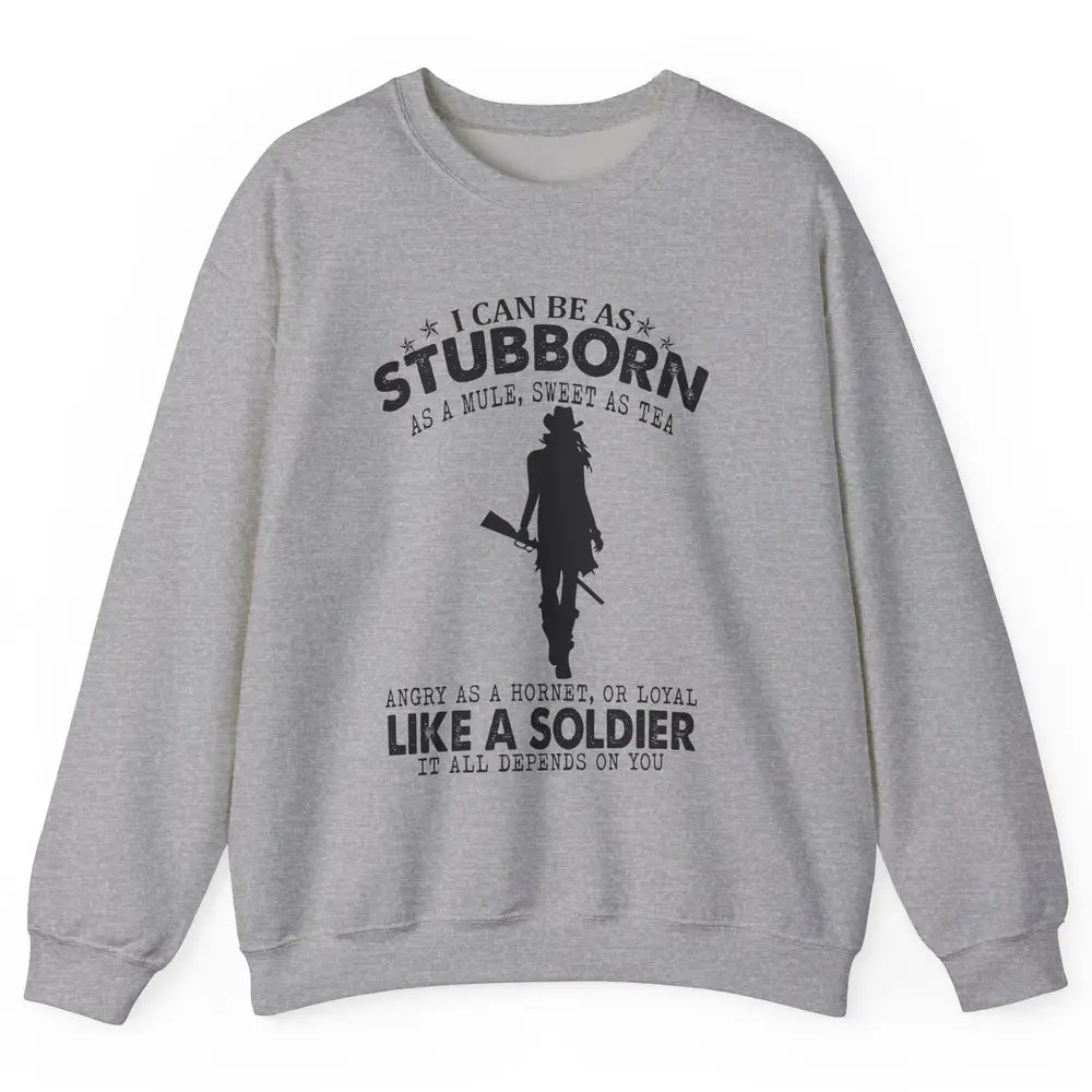 Retro Cowgirl Stubborn As Mule Sweet As Tea Western Country Unisex Crewneck Sweatshirt