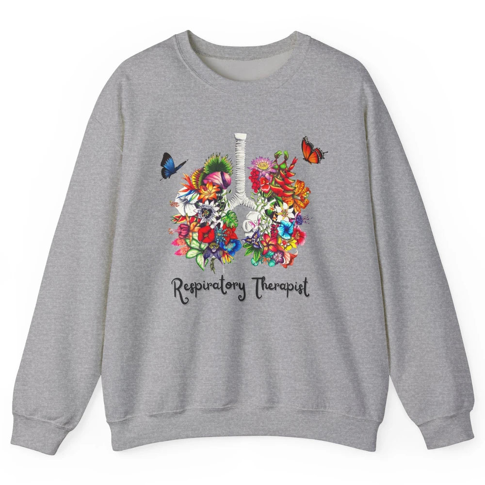 Respiratory Therapy Floral Lung Respiratory Therapist Gift Unisex Crewneck Sweatshirt