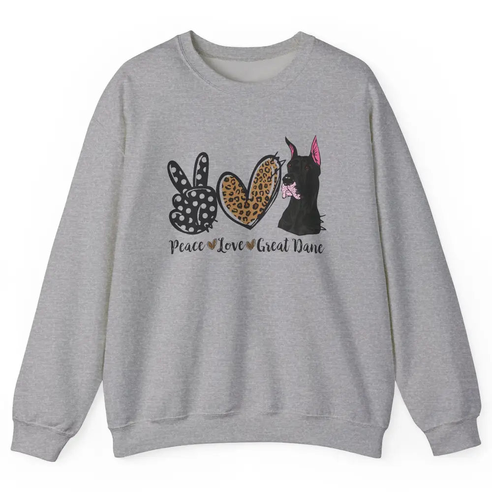 Peace Love Great Dane Dog Mom Dad Great Dane Lovers Leopard Unisex Crewneck Sweatshirt