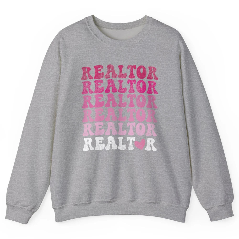 Real Estate Heart Wife Life Pink Realtor Women Close Deal Unisex Crewneck Sweatshirt