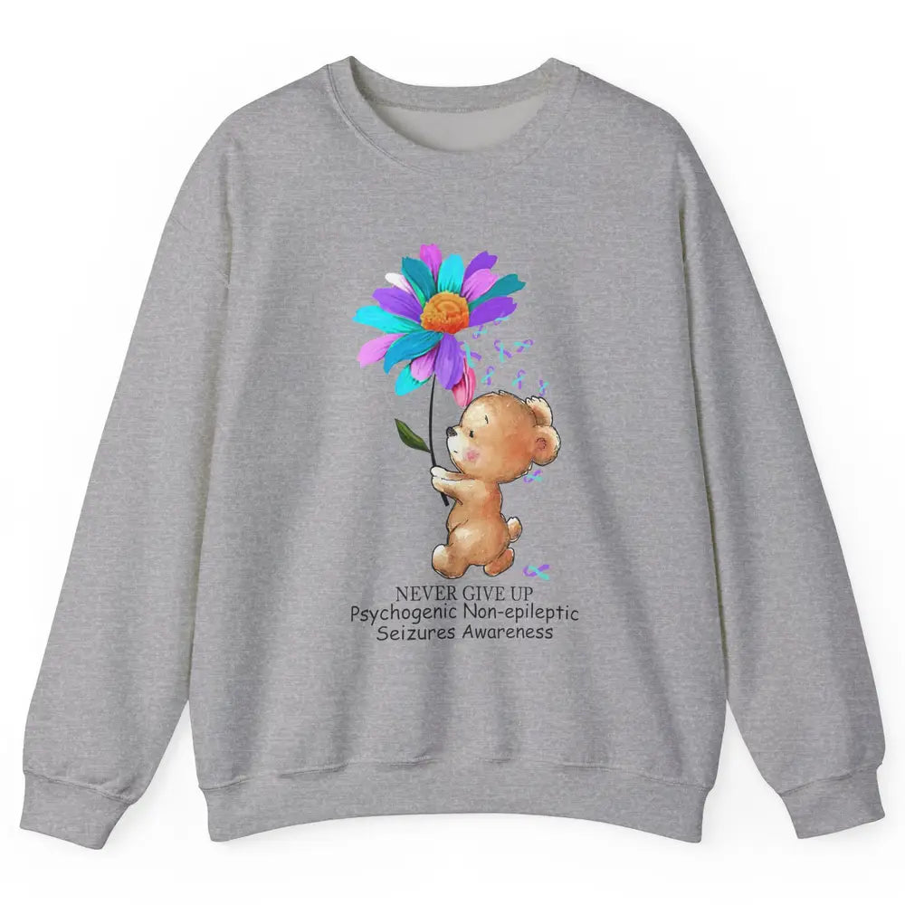PNES Awareness Purple Teal Ribbon Sunflower Baby Elephant Unisex Crewneck Sweatshirt