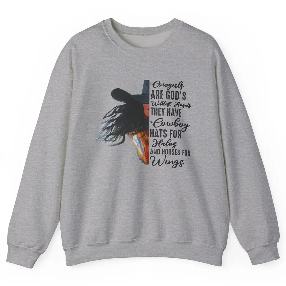 Retro Cowgirls Are God's Wildest Angel Western Country Rodeo Unisex Crewneck Sweatshirt