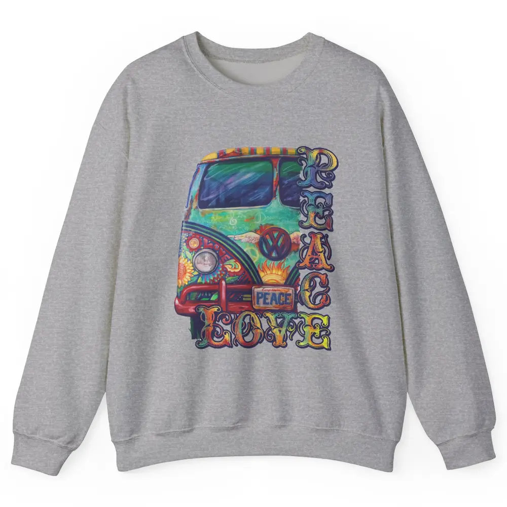 Peace And Love Hippie Van Peacemobile Vintage Gift Camping Unisex Crewneck Sweatshirt