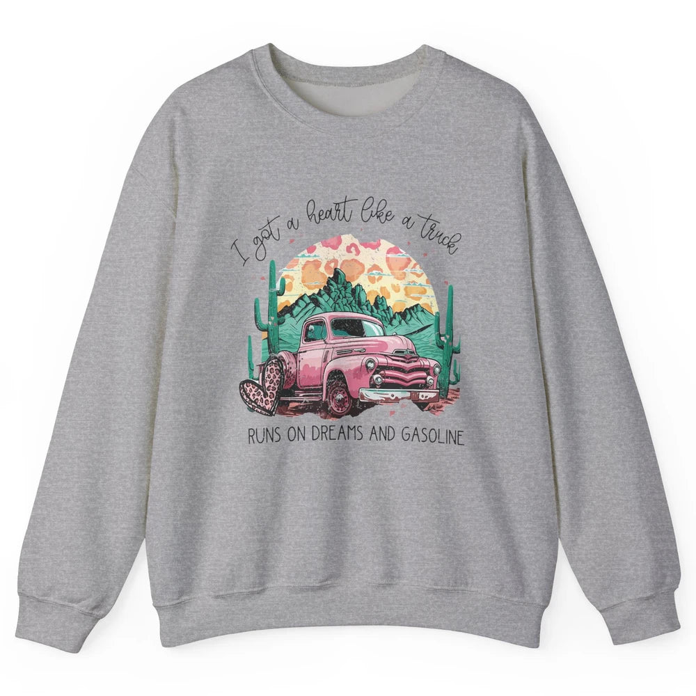 Retro Desert Truck Got A Heart Like A Truck Western Country Unisex Crewneck Sweatshirt