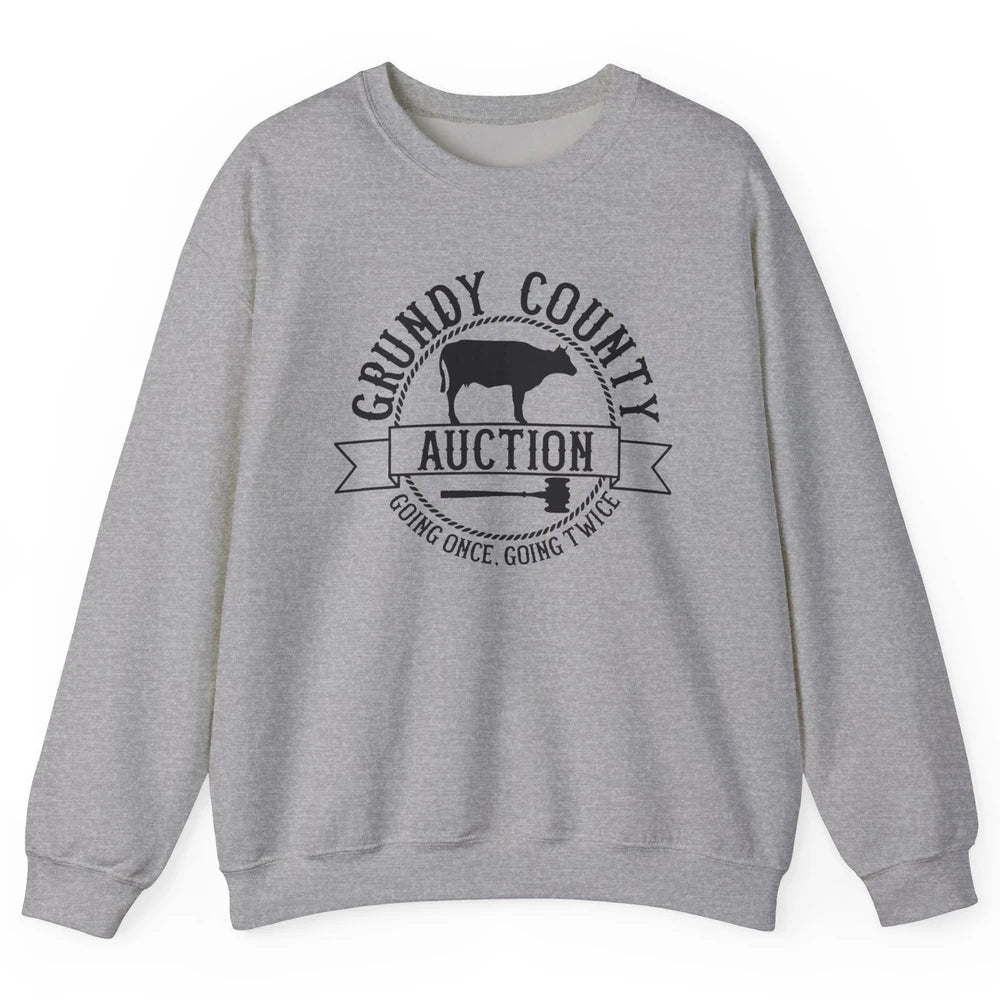 Retro Cow Cattle Grundy County Auction Western Country Farm Unisex Crewneck Sweatshirt